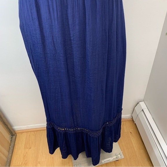 Avenue Maxi Dress Plus Sz 20 Gauzy Blue Sleeveless Ruffle Lined Flowy V Neck - Picture 3 of 12